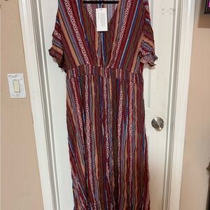 BloomChic Multicolor Geometric V-Neck Dress